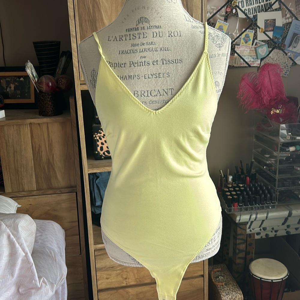 Yellow Shinestar Low Back Bodysuit - Medium NWOT